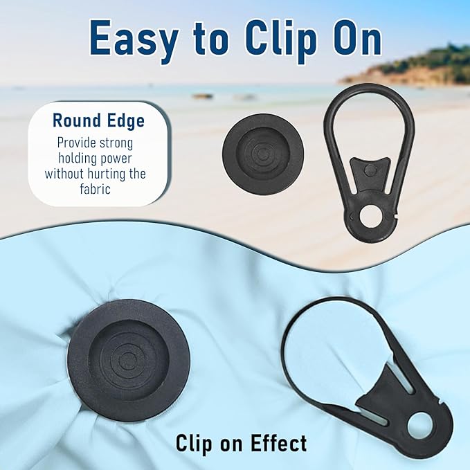 2 Pack Beach Canopy Wind Assist, Beach Shade Accessories, No Wind Sun Canopy Assist kit, Provide Shade in Breezes/No Wind Form Tent-Like Shape Shade (2 Bags + 3 Clamps)