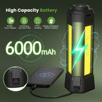 Rechargeable Camping Light with Stand: Cordless Work Light Kit 3 Page Head 500/1000/2000 Lumen 3500/6500K - Dimmable 6AH Camp Lights with Detachable Tripod,Hooks and Carrying Bag(Green-S)