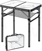 Folding TV Trays Foldable Dinner Tray Table Adjustable Height Food Snack Eating Couch Side Table Study Aluminum Portable Sofa Tray End Table for Outdoor Indoor Camp Pinic Bed Couch Living Room(Marble)