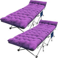 2-Pack Camping Cot Cots for Sleeping with Mattress Cots for Camping for Adults with Camfortable Pad Heavy Duty Camping Bed with Carry Bag Folding Cot for Hiking Home Office Nap Vacation