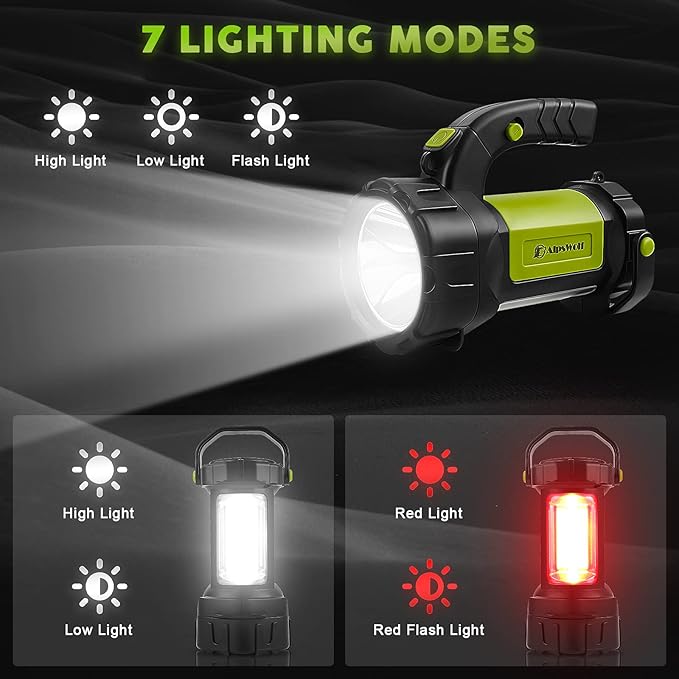 AlpsWolf Camping Lantern Rechargeable, LED Flashlight Spotlight Lantern with 800LM, 3600 mAh, Strap Included Portable Bright Camping Light for Emergency, Outdoor Hiking, Power Outages