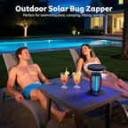 Solar Bug Zapper Outdoor, Mosquito Zapper Outdoor Waterproof Electric Rechargeable Fly Zapper with Solar Panel, 4200V Fly Trap Indoor for Home Backyard, Patio, Garden, Camping