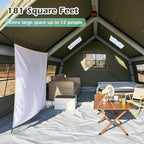 YOLENY Inflatable Tents for Camping, 6-12 Person Blow Up Tent with TPU Skylight, Canopy, Mesh Windows, Stove Jack & Pump, 4 Season Large Inflatable Tent, Waterproof & Windproof