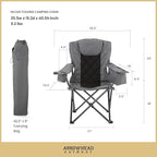 ARROWHEAD OUTDOOR 2-Pack Portable Deluxe Folding Camp Quad Chair w/Headrest, Glass & Cup Holders, Armest 6-can Cooler, Heavy Duty Carry Bag, 550 lbs Weight Capacity