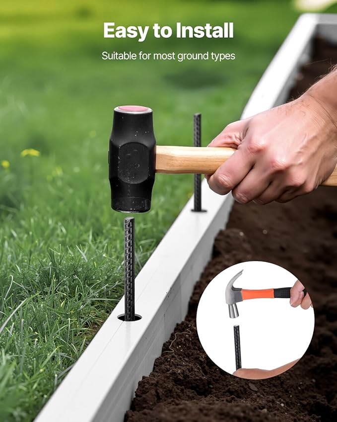 VEVOR Rebar Stakes, 24-Inch, Heavy-Duty 0.47 in Diameter, Straight Galvanized Steel Ground Anchors with Chisel Point End & Rust-Resistant Coating, for Gardening Support, Fence, Camping Tents (20-Pack)