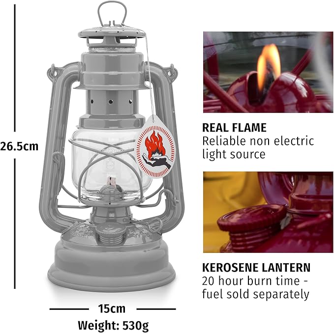 Feuerhand Outdoor Kerosene Fuel Lantern, German Made Weather Resistant Baby Special 276 Galvanized Hurricane Lamp for Camping or Patio, 10 Inches, Cobalt Blue