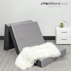 Milliard Trifold Mattress, Cot Size, 6 inch, Portable Foldable Mattress with Memory Foam & Washable Cover, Tri-Folding Floor Bed, Camping, Fold Up Guest Bed, RV Travel, Sleepovers, 75" x 31"