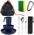 Scout Camping Mess Kit for Person Boy Scout Dishes Set Girl Scout Mess Kit with Mesh Bag Reusable Light Weight Eating Utensils Plastic Camping Cutlery Set for Travel Camp