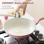 SENSARTE Nonstick Ceramic Frying Pan 9.5-Inch, Healthy Non Toxic Skillet, Induction Compatible Omelet Pan with Heat Resistant Handle, PFAS-Free, Pink