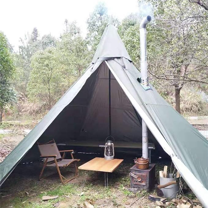 WINTENT 4 Season Waterproof Teepee Tent Yurt with Stove Jack for Adult Camping Hiking, Height 7.8FT/240CM