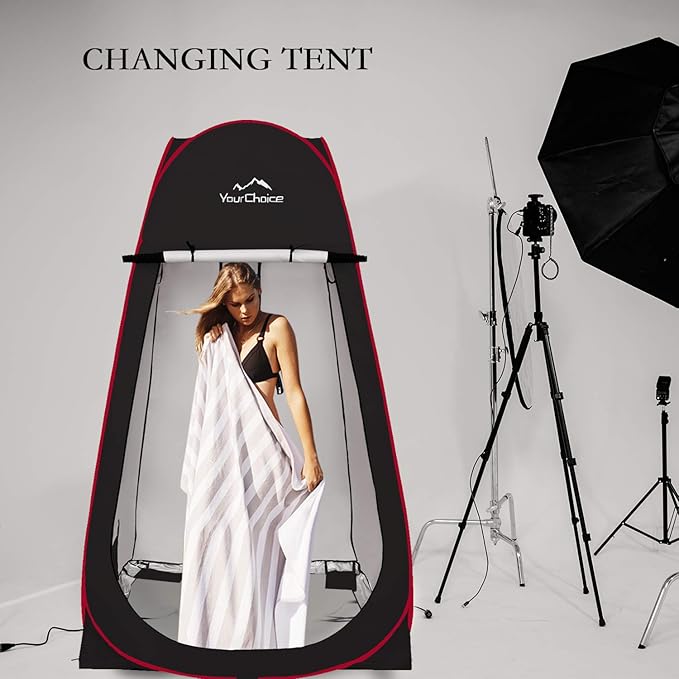 Your Choice 3.9x3.9x6.9FT Pop Up Privacy Tent, Large Portable Camping Changing Room with 2 Storage Pockets & 4 Sandbags, Outdoor Shower & Toilet Shelter for Beach, RV, Camping & Hiking
