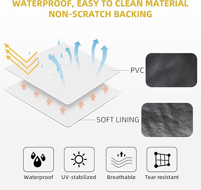 Rough Vinyl Tire Covers 4 Pack, Waterproof Wheel Protectors with Lining for RV, Travel Trailer, Camper, Motorhome, SUV, Car, Truck, Boat Trailer (Black, L - Fits Tire Diameters 30"-32")