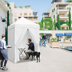 EAGLE PEAK 5x5 Instant Canopy with 4-Side Wall Panels, Small Pop up Portable Canopy Tent with Carry Bag, Light Weight Sun Shelter for Sports, Camping and Beach, White
