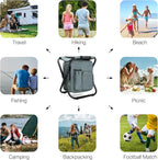 Portable Backpack Stool Cooler Chair for Adults, Folding Large 3 in 1 Multifunction Insulated Camping Seat Backpack Cooler Chair Heavy Duty 350lbs for Fishing Hunting, Gray