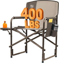 Timber Ridge Aluminum Oversized Camping Chair, Lightweight Portable Directors Chair with Side Table Detachable Side Pocket for Outdoor Camping, Lawn, Picnic, Support 400lbs Tan
