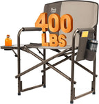 Timber Ridge Aluminum Oversized Camping Chair, Lightweight Portable Directors Chair with Side Table Detachable Side Pocket for Outdoor Camping, Lawn, Picnic, Support 400lbs Tan