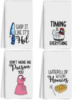 4Pcs Funny Kitchen Towels 24x14 Inch, Cute Kitchen Utensils Waffle Weave Hand Towels for Home Farmhouse, White Absorbent Microfiber Dish Cloth Tea Towel, Housewarming Gifts for Women Mom 2