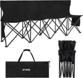 1MORE Soccer Bench - Portable Folding Team Bench, 4 Seats Foldable Sideline Benches, Soccer Chair with Bag & Backrest, Adult Team Chair for Football Camp Sport Events Outdoor Seating.Black