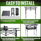 GARLLEN Folding Camping Table, 2-Height Adjustable Portable Roll-up Camping Table with Storage Net, Lightweight Aluminum Picnic Table with Carrying Bag for Cooking, BBQ, Outdoor, 32.2" L x 15.7" W