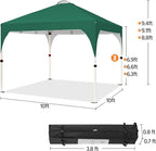 Yaheetech 10x10 Pop Up Canopy Tent with Vent, Easy Set Up Tent, Instant Sun Shelter Canopy with Wheeled Bag, 4 Sandbags, 12 Stakes & 4 Ropes, for Parties, Beach, Outdoor, Dark Green