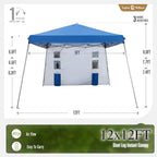 Sophia & William Canopy Tent Pop Up 12x12ft Base/9x9ft Top Easy Set Up Tent Slant Legs, Outdoor Canopies Shelter with 1 Sidewall & 4 Sandbags, 1 Roller Bag & Storage Bag, 8 Stakes & 4 Guy Ropes UPF50+