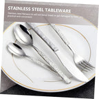 1 Set Household Heavy Mirror Dinnerware Dishwasher Tableware Dinner Forks Outdoor Spoon Kitchen Knives Safe Cutter Travel Duty Serving Stainless Home Knife Steak for Kit Camping Kitchenware