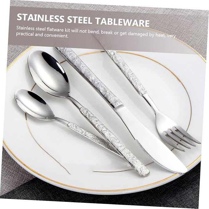 1 Set Household Heavy Mirror Dinnerware Dishwasher Tableware Dinner Forks Outdoor Spoon Kitchen Knives Safe Cutter Travel Duty Serving Stainless Home Knife Steak for Kit Camping Kitchenware