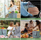 mosago Professional Insulated Food Delivery Bag, Large 39L Commercial Catering Tote for Pizza & Grocery, 3-Layer Thermal Leak-Resistant Shopping Bag, Heavy Duty Green Cationic Fabric, Collapsible