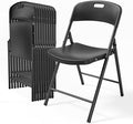Bonnlo 10-Pack Black Plastic Folding Chairs, Portable Seat with Sturdy Steel Frame for Indoor & Outdoor Use, Perfect for Banquet, Party, Wedding, Office, and Camping