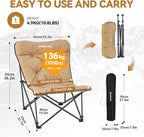 KingCamp Padded Oversized Camping Chair and Bamboo Folding Table 4-Fold Portable Camping Table with Visual Adjustable Height Aluminum Legs,Outdoor Lightweight Camp Tables with Carry Bag