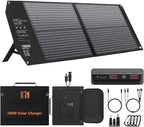 100W Portable Solar Panel USB-C PD 65W Fast Charging 24V MC4 DC QC3.0 USB-A Foldable Solar Charger for Power Station Generator Outdoor Camping RV Trip Off Grid Living