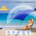 Beach Tent Sun Shelter UPF50+ with Sandbags, Sand Shovel & Windproof Poles - Portable Pop Up Canopy for Beach, Camping, Picnics, Backyard & Fishing (Royal Blue,6.9x6.5FT)