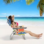 Tangkula Set of 4 Backpack Beach Chair, 5-Position Lay Flat Beach Chairs with Cooler Bag, 2 Cup Holders, Towel Bar, Lightweight Low Folding Beach Chair with Backpack Straps, Yellow