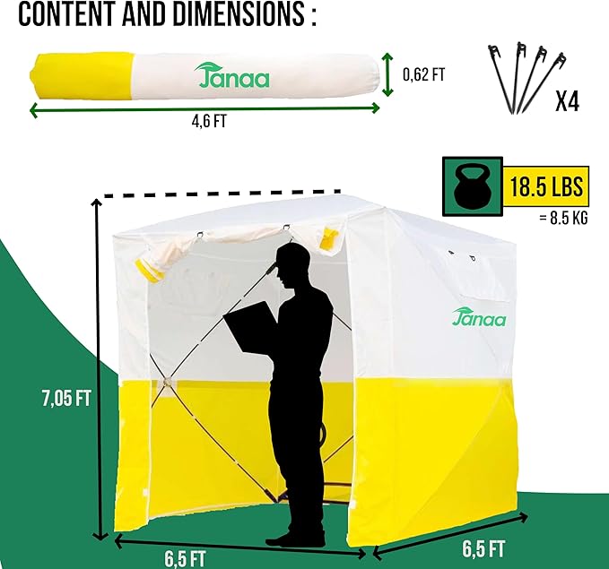 JAX3® Professional Work Tent | Pop Up | 6,2x6,2x7 Ft | Instant Quick and Easy Tool-Free Setup | Waterproof UV50+ | Splicing, Commercial Tent, Fiber Optic for Heavy-Duty Use
