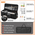 Grill Tool Storage Bag, Outdoor BBQ Utensil Storage with Pockets for BBQ Tools up to 22", Large Grilling Utensil Holder Storage Caddy, Barbecue Tool Sets Case for Camping Picnic,Bag Only,Black