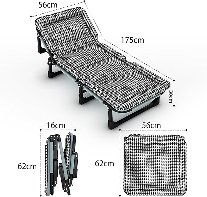 Folding Camping Cot with Mattresses 4-Level Adjustment of Backrest Portable Foldable Bed Provide A Comfortable Rest for Camping, Home, Office, No Installation Required(Multi-Colored,175 * 56 * 30cm)