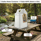 kitchentoolz 2 Gallon Water Jug with Lid – Heavy-Duty HDPE F-Style Plastic Jug for Drinking Water, Camping, Emergency Storage & Utility Liquids – Made in USA - 2 Pack