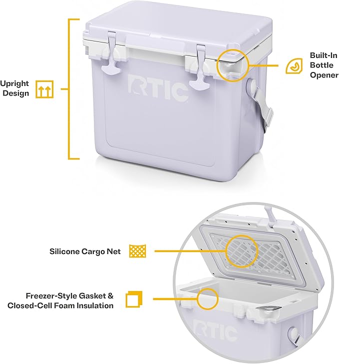 RTIC Ultra-Light 22 Quart Hard Cooler Insulated Portable Ice Chest Box for Drink, Beverage, Beach, Camping, Picnic, Fishing, Boat, Barbecue, 30% Lighter Than Rotomolded Coolers