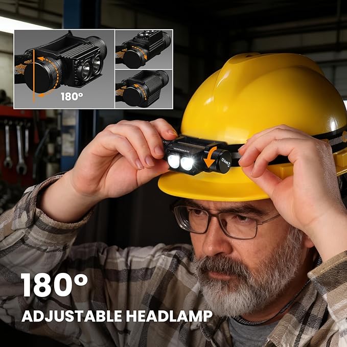 Sofirn H25L Rechargeable LED Headlamp High CRI 90+, 5000K Neutral White Work Light, USB-C Rechargeable, Dual Beam Floodlight, IPX6 Waterproof Aluminum Head Light for Electrician, Repairing, Camping