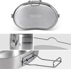 Goetland German Style M31 Military Mess Kit Mess Tin 304 Stainless Steel Backpacking Cookware Set Camping Pot Pan Set