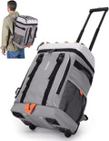 TOURIT 50-Can Rolling Backpack, Double Deck & Dual-Bar Handle Travel Soft Cooler Bag with Wheels, 30L Space Beach Cooler Size 18"(15"+3")×13"×11"