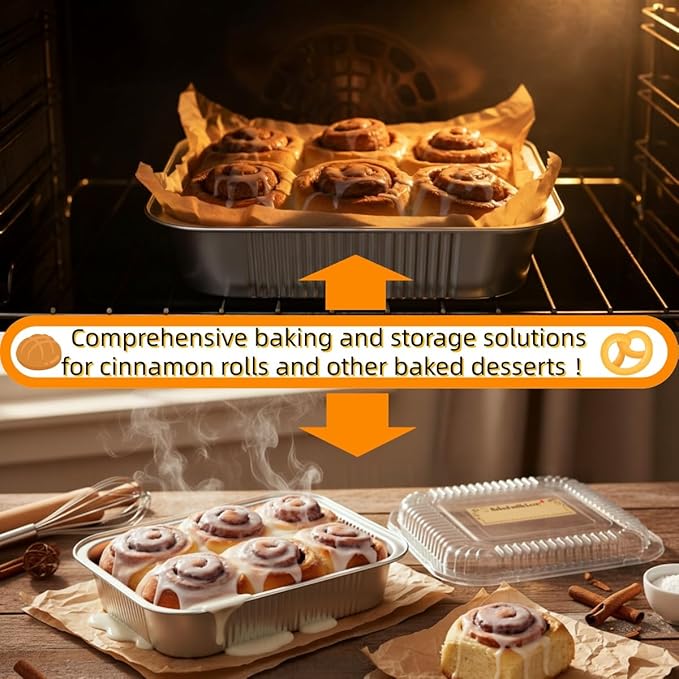 50 Pack Disposable Aluminum Foil Loaf Pans with Lids Stickers and Parchment Paper Sheets-8" X 8" X 1.6" Disposable Square Baking Cake Pans-Aluminum Foil Tins Portable Food Containers Kit
