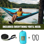 Camping Hammock,Camping Essentials,Lightweight Portable Double & Single Hammock with Tree Straps, Camping Gear for Outside Hiking Camping Beach Backpack Travel, Blue & Light Black, Large