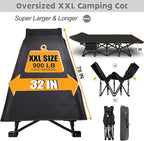 ABORON XXL Camping Cot for Adults 900LBS - 78"×32" Oversized Folding Bed with Mattress Pad, Heavy Duty 1200D Oxford Outdoor Cot with Carry Bag