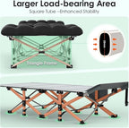 Suteck Camping Cot, Folding Camping Cot Bed for Adults Sleeping 1200D Double Layer Oxford Portable Folding Outdoor Cots for Camping W/Soft Pad Carry Bag for Home Office Nap Beach Travel