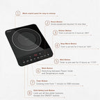Empava Portable Induction Hot Plate Cooktop, Countertop Electric Stove with Single Burner, 3 Preset Modes, Shatterproof Glass Top, 110~120V Plug-In for Kitchen, RV, and Outdoor Camping