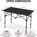 Camping Table Roll up Table,4-6 Person Portable Adjustable Height Roll up Aluminum Table with Carry Bag