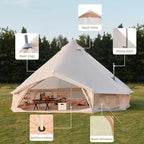 YOLENY Bell Tent, Yurt Tent 4/6/8/10 Person 4 Season Waterproof Glamping Tents w/Stove Jack for Family Camping Outdoor Party, Glamping Tents for Camping - 10/13.1/16.4FT