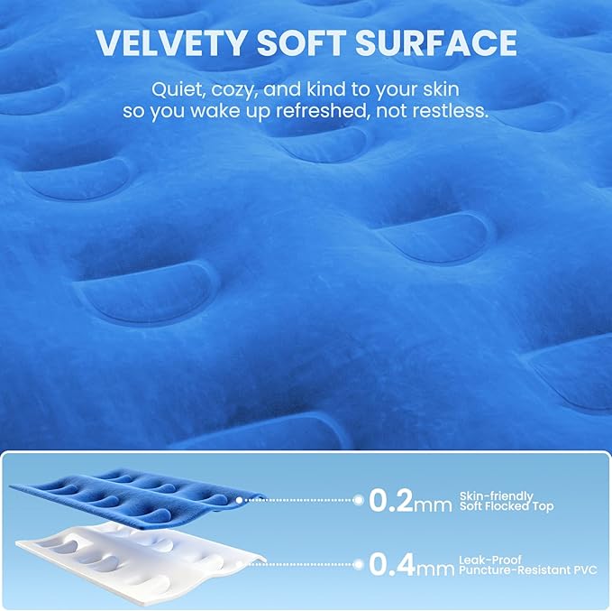 Twin Air Mattress with Headboard, Built-in Pump, 19" Raised Comfort, 48-Hour Leak-Tested Durable PVC, Quiet Design, 2.5 Min Quick Inflation & Headboard, Blow Up Bed for Home and Guests , 600 lbs Max