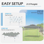 ECOTOUGE 11FT Canopy Tent Instant Shelter Canopy with Carrying Roller Bag, Outdoor Party Gazebo with Waterproof and UV Resistant for Parties, Camping, Picnic, Dark Grey